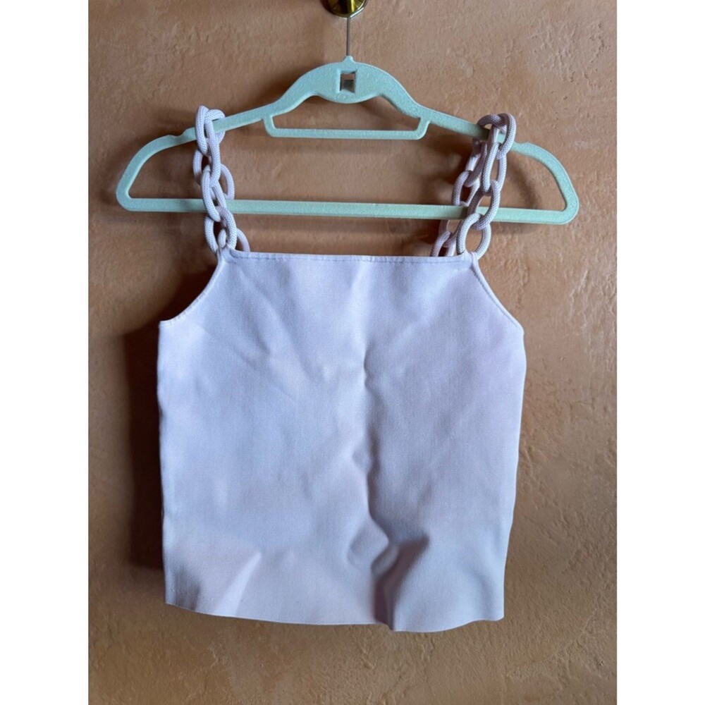 Alice + Olivia White Tank Top with Chain-Link Straps